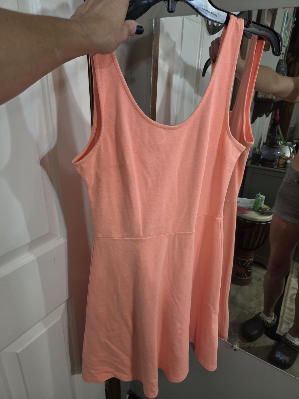 Old Navy Coral Sleeveless Scoop-Neck Fit & Flare Dress